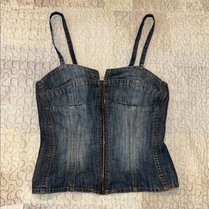 Mudd Blue Denim Bustier Camisole with Front Zip